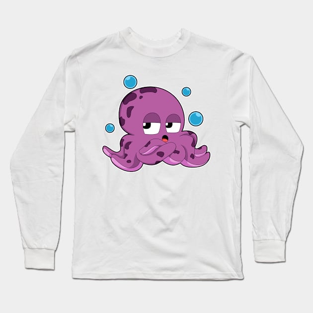 Octopus with Air bubbles Long Sleeve T-Shirt by Markus Schnabel